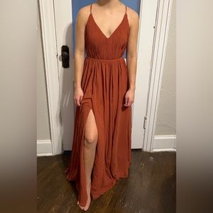 Azazie Blythe Bridesmaid dress in Terracotta. Azazie size A2.